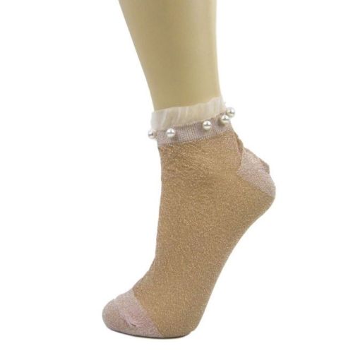 
                      
                        Glitter Ankle Socks With Pearl & Frill Cuff
                      
                    