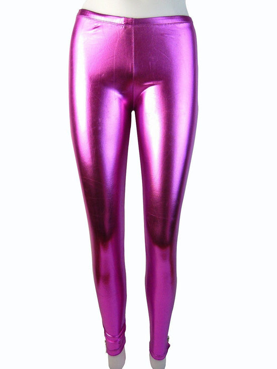 Wet Look Leggings With Long Side Zip - Leggsbeautiful