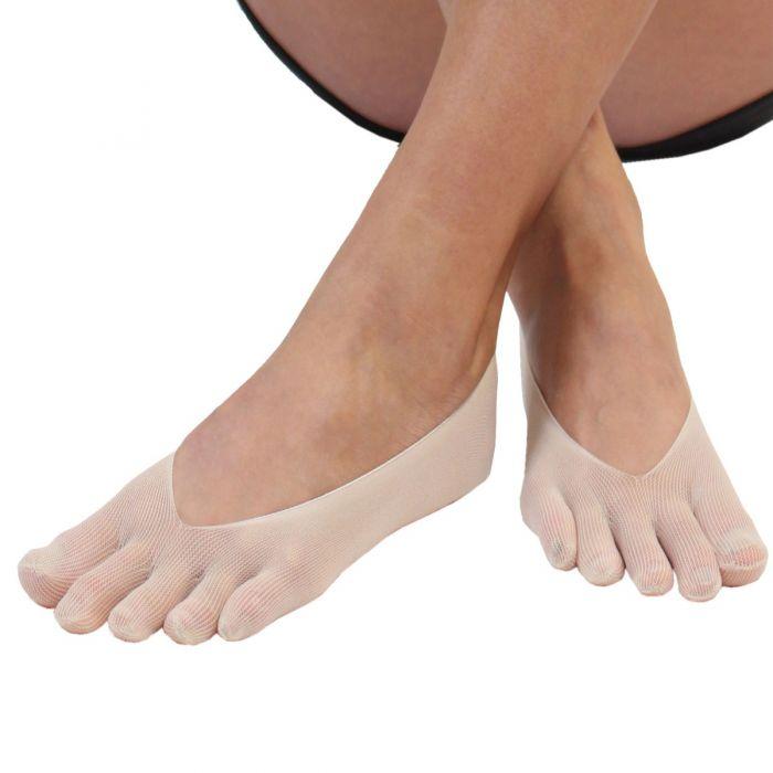 TOETOE Plain Nylon Five Toe Footsies