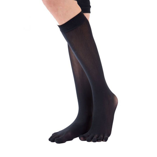 TOETOE Plain Nylon Five Toe Knee High Socks