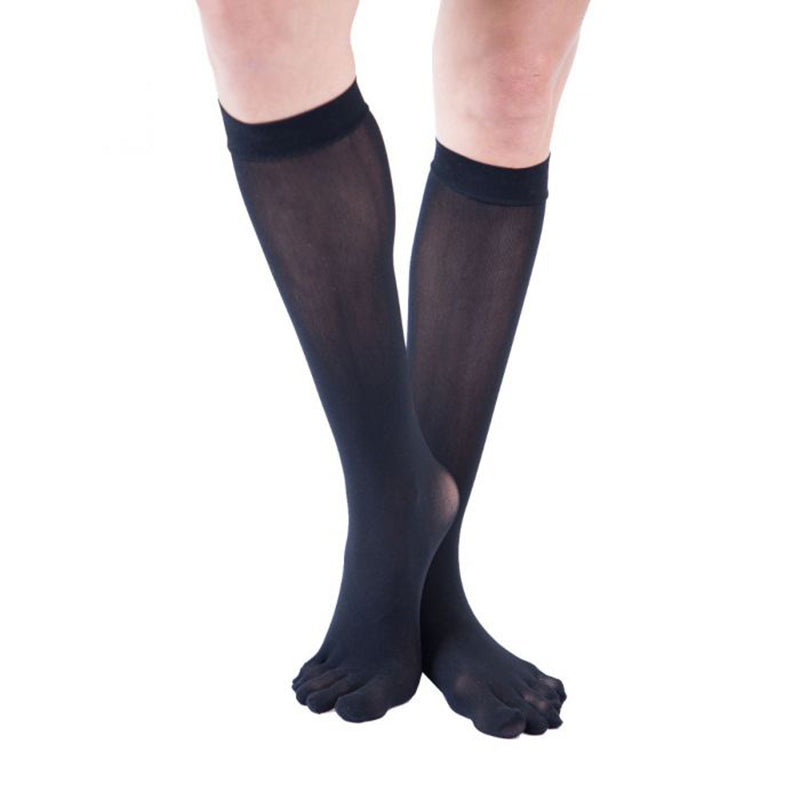 TOETOE Plain Nylon Five Toe Knee High Socks