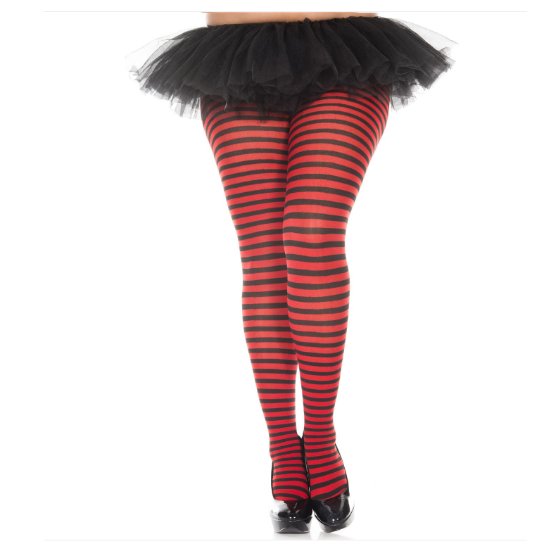 Leg Avenue Plus Size Striped Ringer Tights - Leggsbeautiful