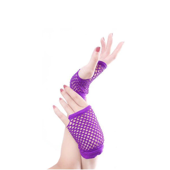 Silky Wrist Length Neon Stretch Fishnet Gloves - Leggsbeautiful