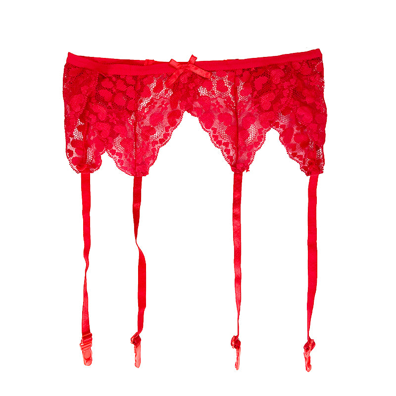 4 Strap Adjustable Lace Suspender Belt