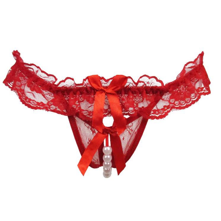 
                      
                        red pearl bead thong
                      
                    