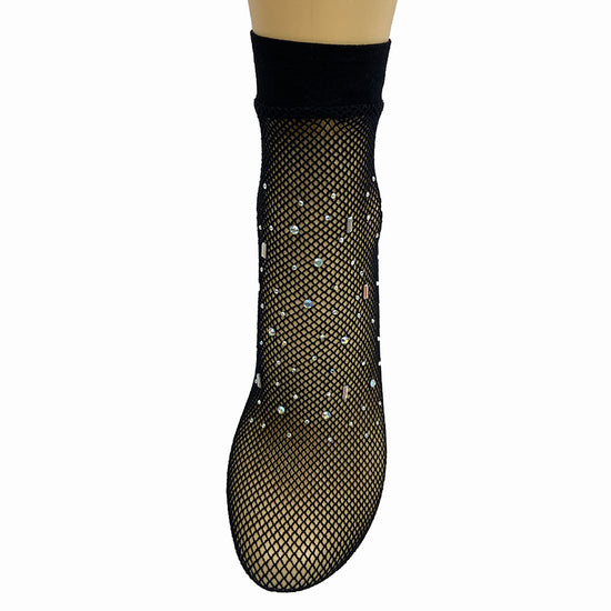 Magnetis Fishnet Ankle Socks With Crystal Embellishment