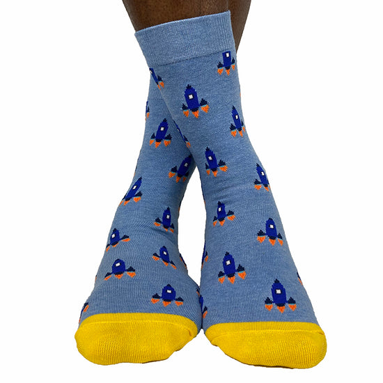 Men's Cotton Blend Rocket Print Crew Socks