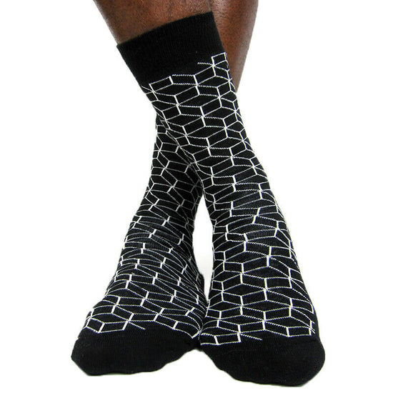 Load image into Gallery viewer, Luv Socks Men&amp;#39;s Cotton Blend Optical Cube Ankle Socks - Leggsbeautiful
