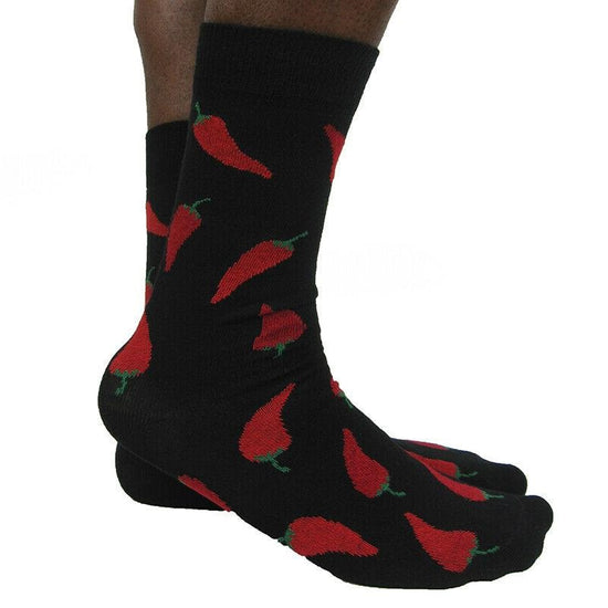 Load image into Gallery viewer, Luv Socks Men&amp;#39;s Cotton Blend Chili Print Crew Socks
