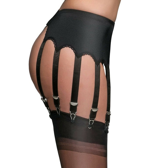 Nylon Dreams 12 Strap Satin Finish Suspender Belt - Leggsbeautiful