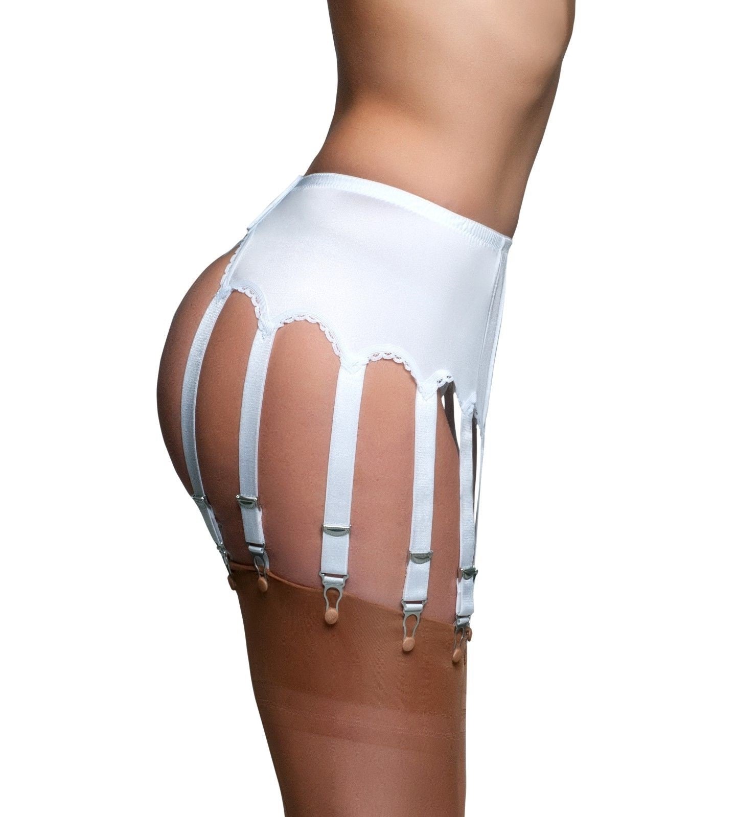 Nylon Dreams 12 Strap Satin Finish Suspender Belt - Leggsbeautiful