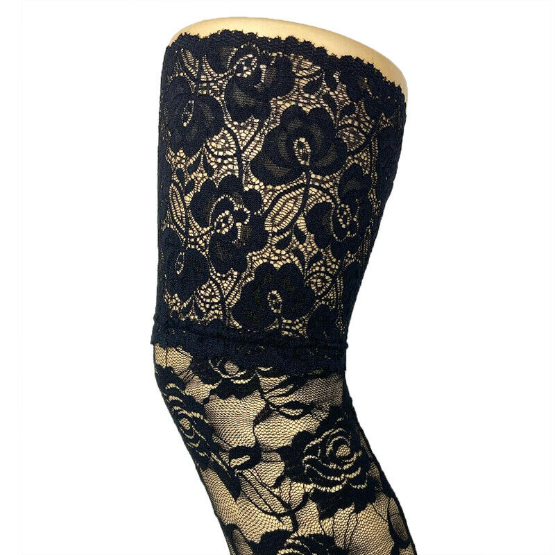 Vintage Inspired Floral Net Deep Lace Top Hold Ups