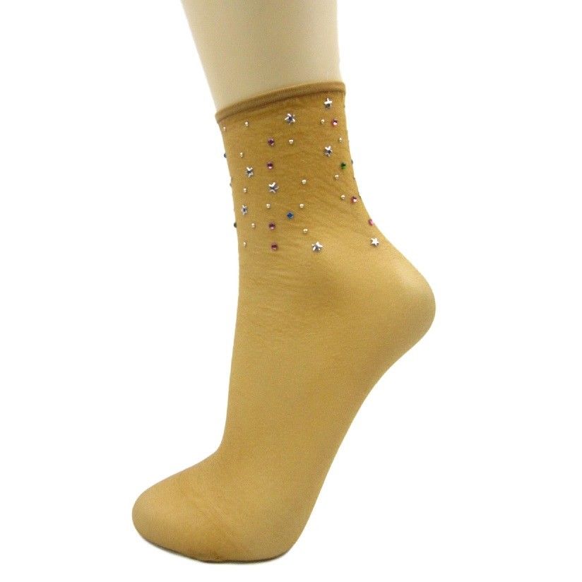 
                      
                        Nylon Star & Crystal Semi-Opaque Ankle Socks - Leggsbeautiful
                      
                    