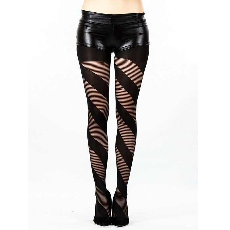 Leggsbeautiful Barber Stripe Opaque Tights - Leggsbeautiful