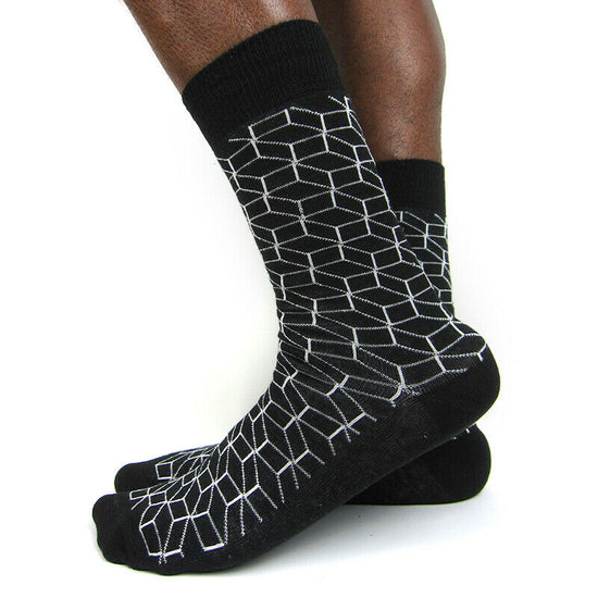 Luv Socks Men's Cotton Blend Optical Cube Ankle Socks - Leggsbeautiful