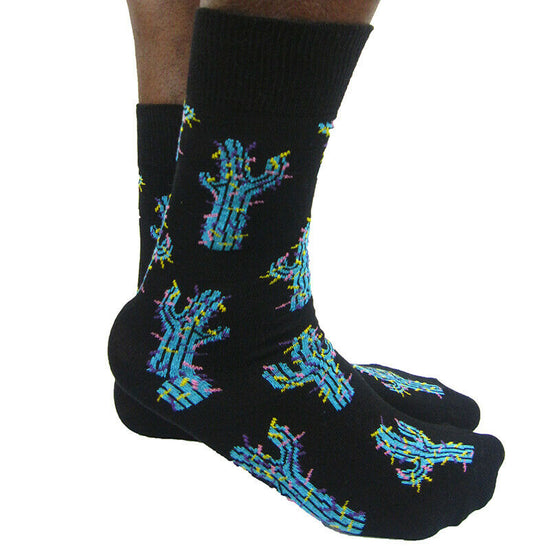Men's Cotton Blend Cactus Print Ankle Socks - Leggsbeautiful