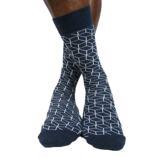 Luv Socks Men's Cotton Blend Optical Cube Ankle Socks - Leggsbeautiful