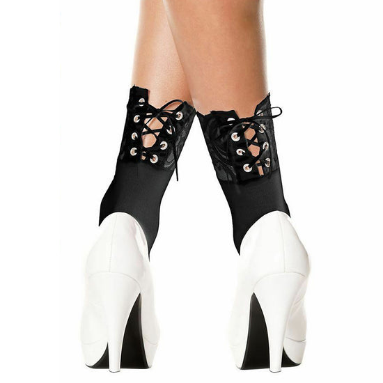 Music Legs Lace Top Lace Up Back Ankle Socks