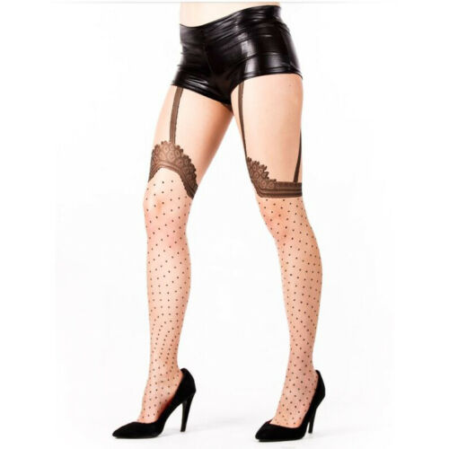 Sheer Mock Stocking Tights With Vintage Print - Leggsbeautiful