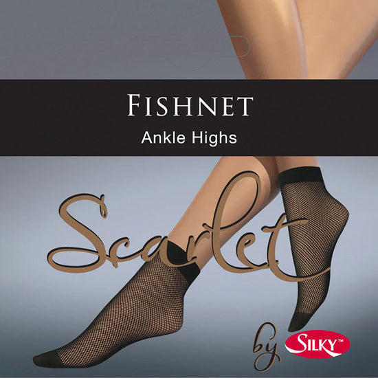 Silky Scarlet Fishnet Ankle Socks