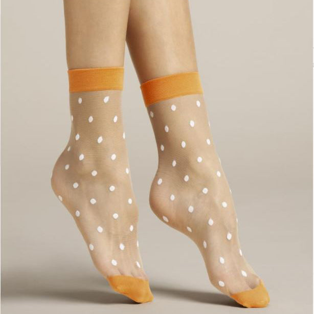 Fiore Papavero Sheer Dots Nylon Ankle Socks - Leggsbeautiful