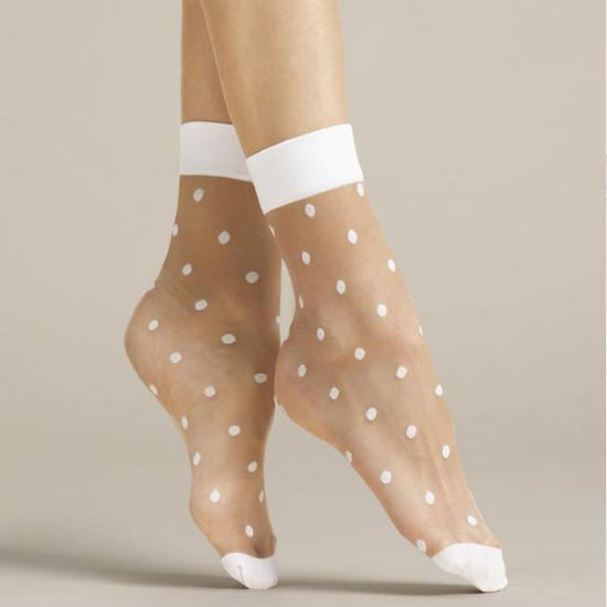 Fiore Papavero Sheer Dots Nylon Ankle Socks - Leggsbeautiful