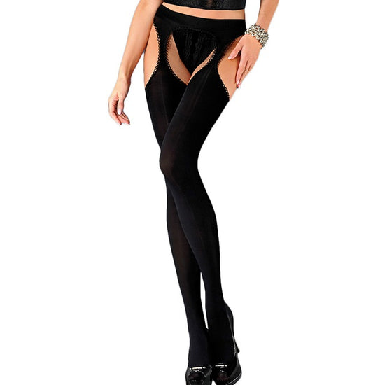 Gabriella Strip Opaque Suspender Tights - Leggsbeautiful