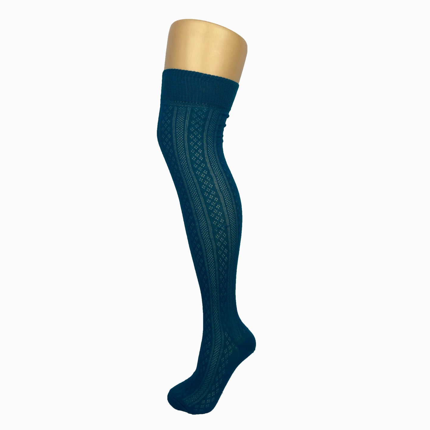 Cotton Blend Knit Contrast Pattern Over The Knee Socks