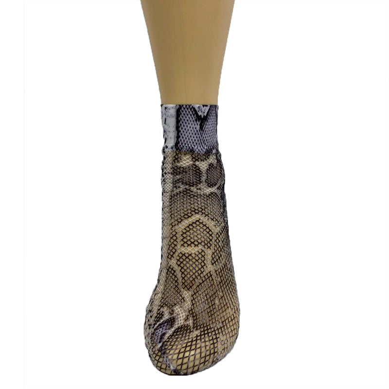 Pamela Mann Fishnet Snake Print Ankle Socks