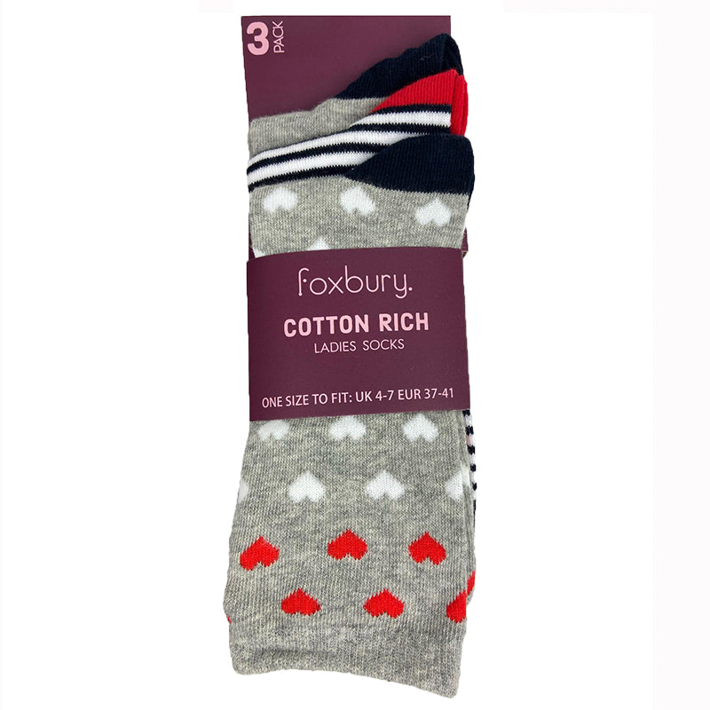 Foxbruy Cotton Blend 3 Pack Patterned Ankle Socks