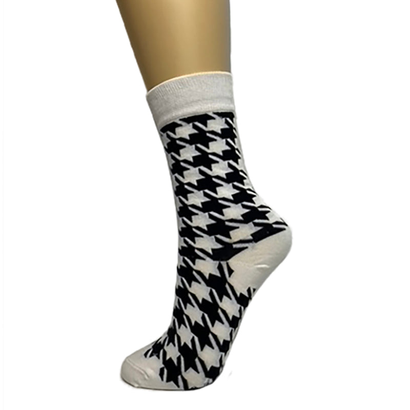 Cotton Blend Oversized Houndstooth Ankle Socks