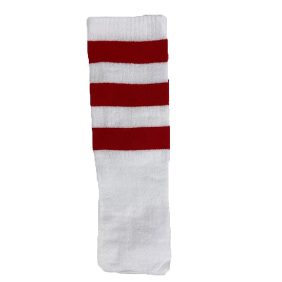 Cotton Blend Three Stripe Thigh High Socks