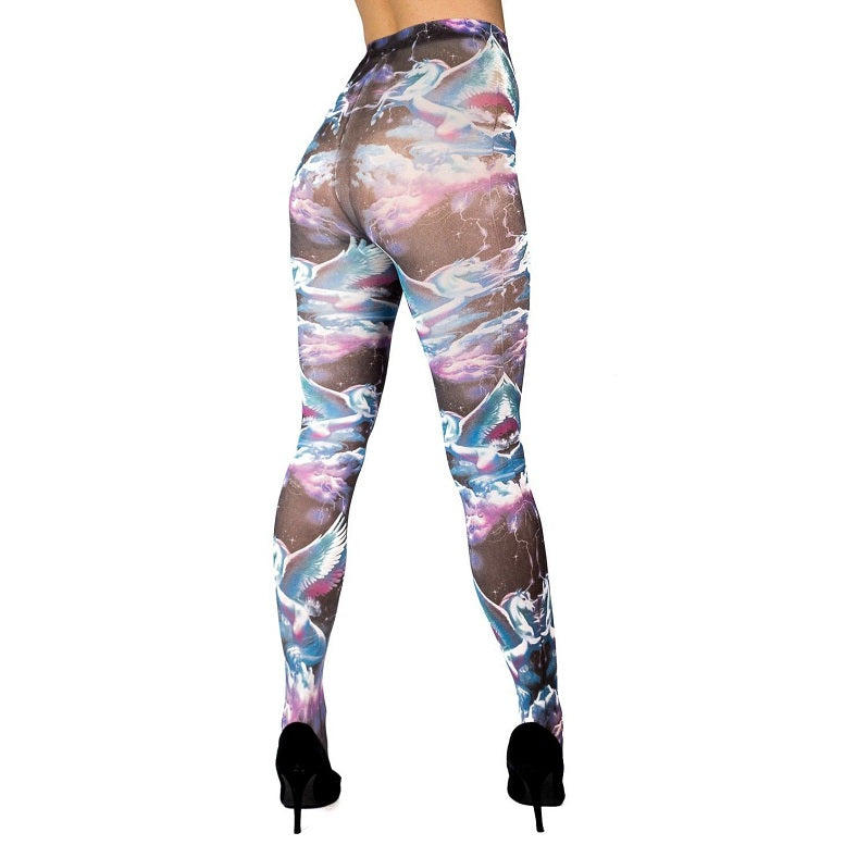 70 Denier Galaxy Unicorn Print Opaque Tights - Leggsbeautiful