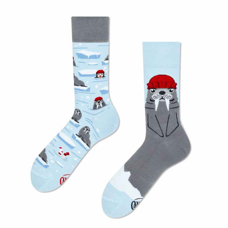 Load image into Gallery viewer, Many Mornings Cotton MisMatch The Walrus Unisex Socks
