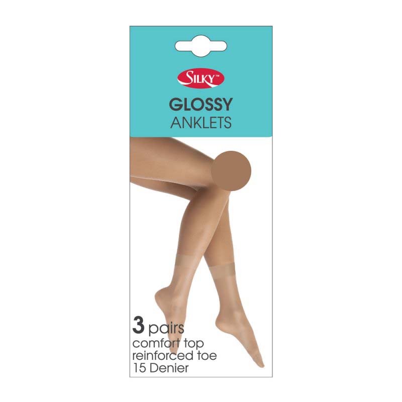 Silky 15 Denier Glossy Ankle Socks 3 Pair Pack - Leggsbeautiful